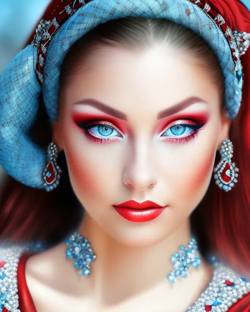 Ottoman princess red hair wearing Blue AI Photo Generator starryai