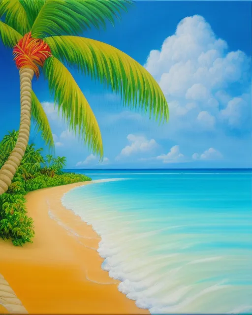 Paradise Island, oil on canvas - AI Photo Generator - starryai