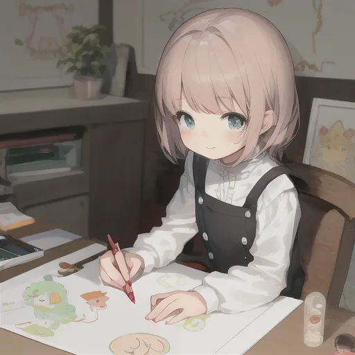 Where a cute illustrator drawing - Free AI Photo Generator - starryai