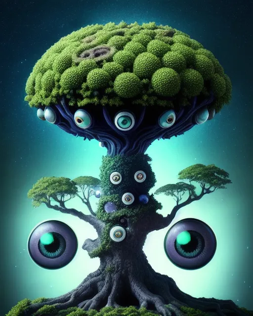 alien tree eyeballs, a tree alien - Free AI Photo Generator - starryai