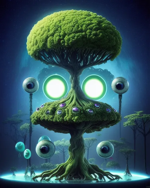 alien tree eyeballs, a tree alien - Free AI Photo Generator - starryai
