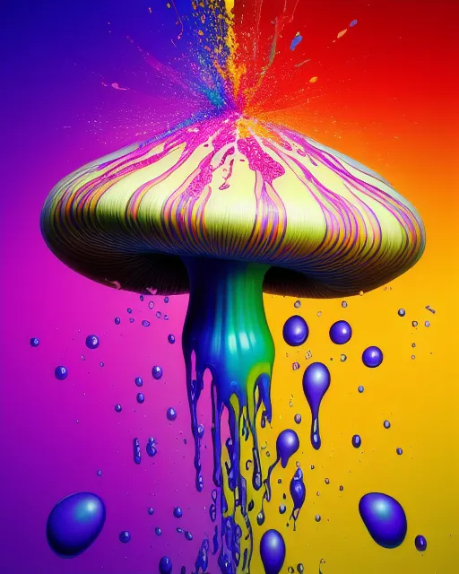 Psychedelic Mushroom, Paint Out, - Free AI Photo Generator - starryai