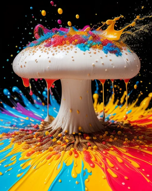 Psychedelic Mushroom, Paint Out, - Free AI Photo Generator - starryai