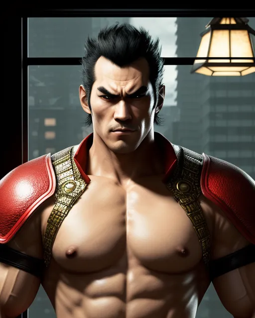 Kazuya Mishima from Tekken his office - AI Photo Generator - starryai