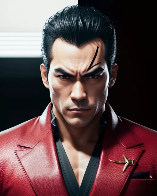 Kazuya Mishima from Tekken his office - AI Photo Generator - starryai