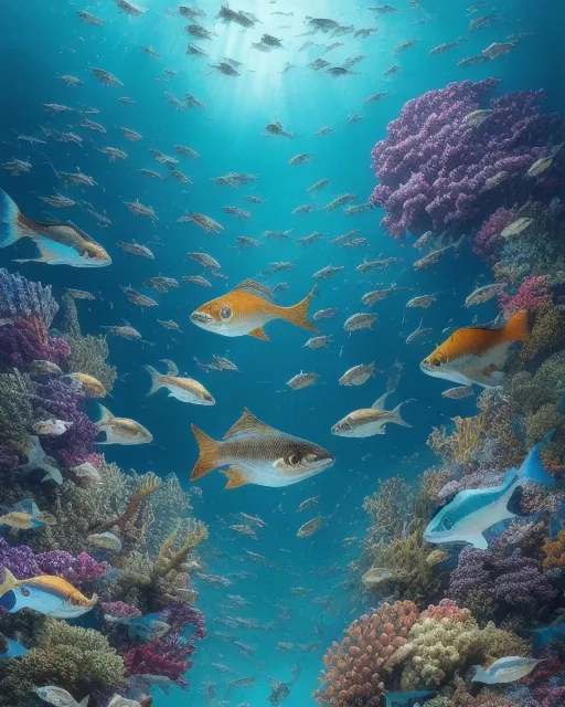 fish animals under sea, underwater , - AI Photo Generator - starryai