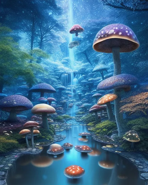 Beautiful planetof mushrooms , - Free AI Photo Generator - starryai