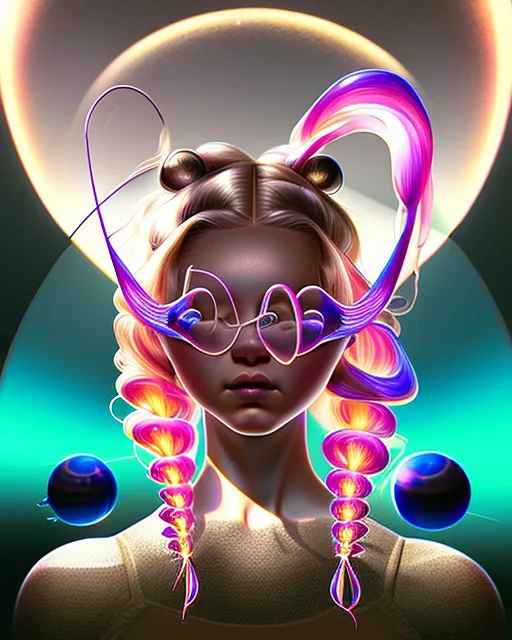 Girl pigtails portrait, digital - Free AI Photo Generator - starryai