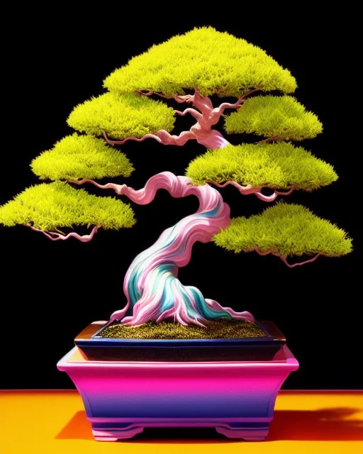 Glowing Bonsai Tree, Paint Splash Out, - AI Photo Generator - starryai