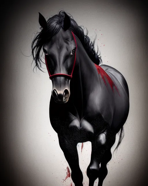 A dark demon horse covered gore - AI Photo Generator - starryai