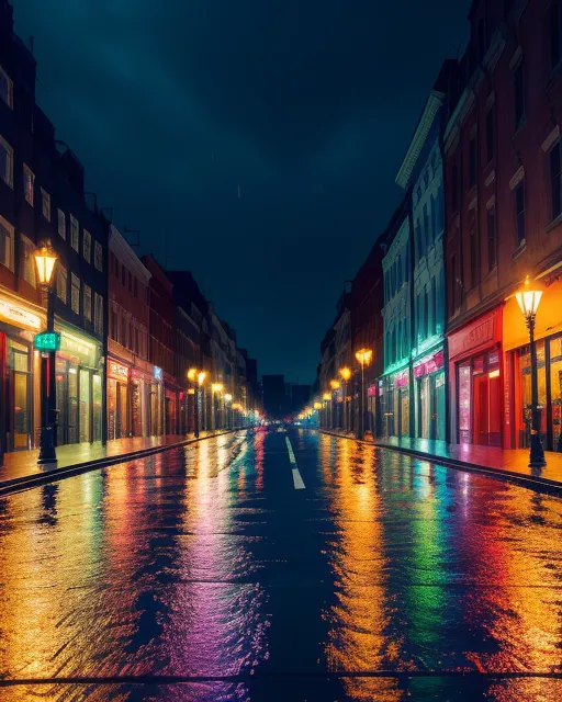 Rainy City Streets - Free AI Photo Generator - starryai