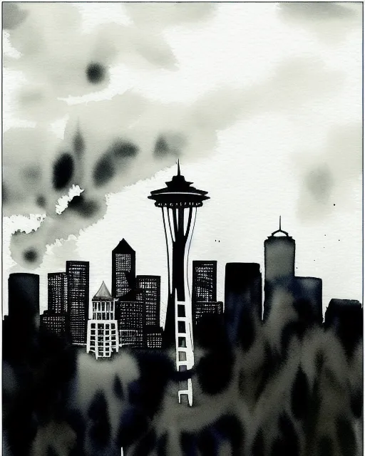 100+ Premium Ai Image A Black And White Drawing Of A City Generative Ai ...
