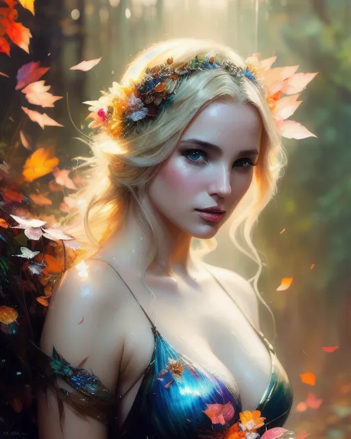Beautiful large chested fairy wrapped - AI Photo Generator - starryai