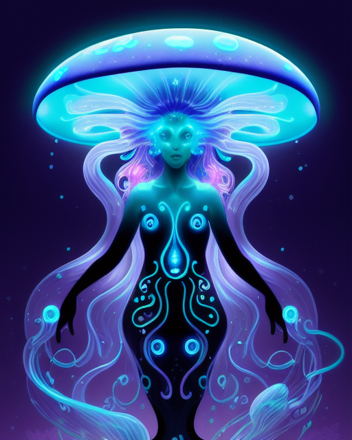 Bioluminescent black jellyfish - Free AI Photo Generator - starryai