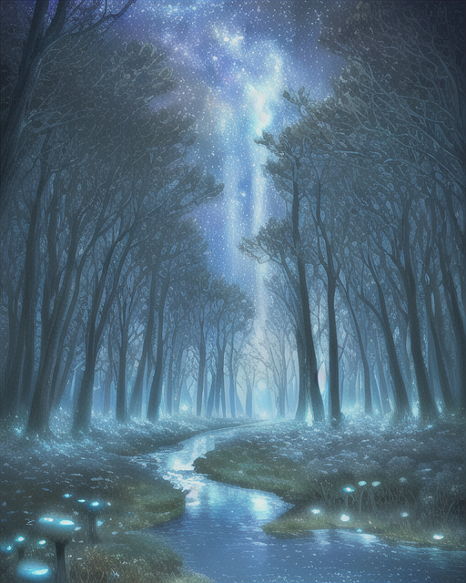 A river made stars forest at full - Free AI Photo Generator - starryai