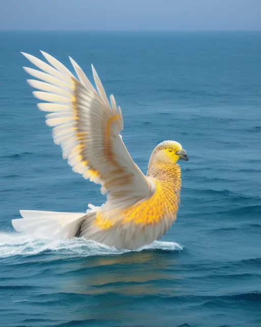 Big shining bird in the ocean