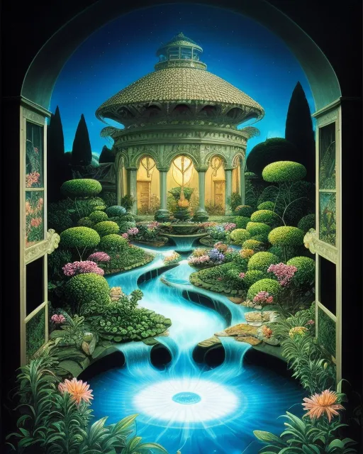 Gardens, cosmic fantasy flowing 8 - Free AI Photo Generator - starryai
