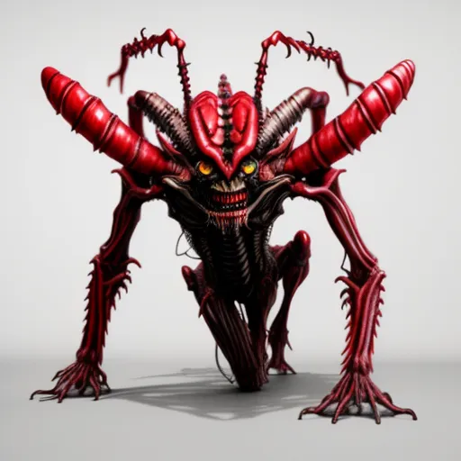 insectoid demon, Green Skin, red - Free AI Photo Generator - starryai