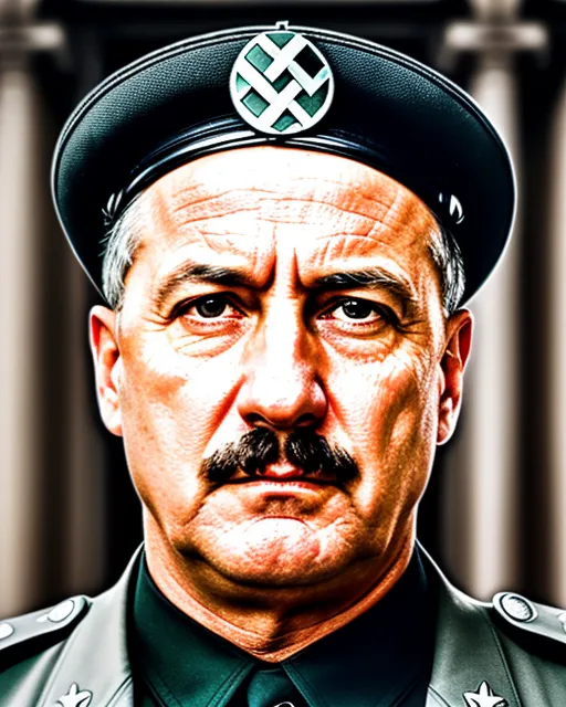 A mix between mussolini and hitler. 8k, sharp, unreal engine, full hd, ww2, reality, photorealism