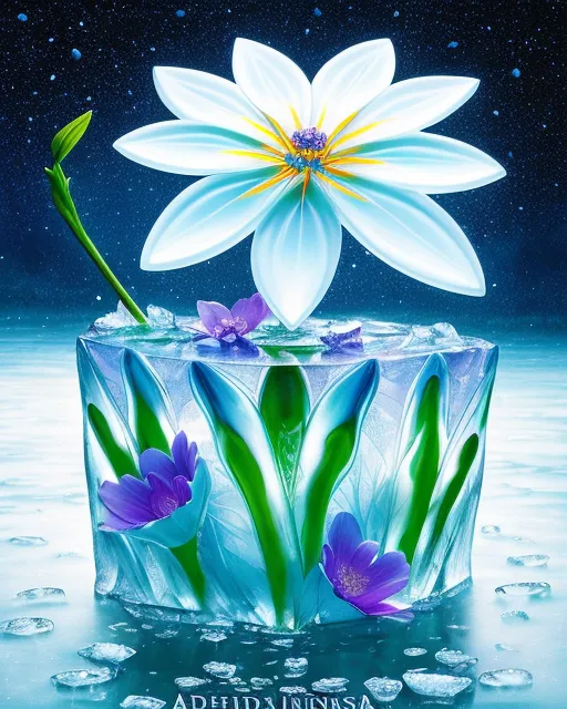 Flowers trapped ice , realistic - Free AI Photo Generator - starryai