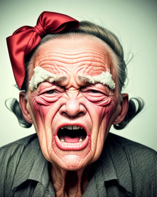 Creepy cackling old lady wearing - AI Photo Generator - starryai