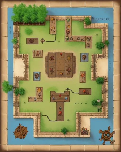 Map in the style of Heroquest 