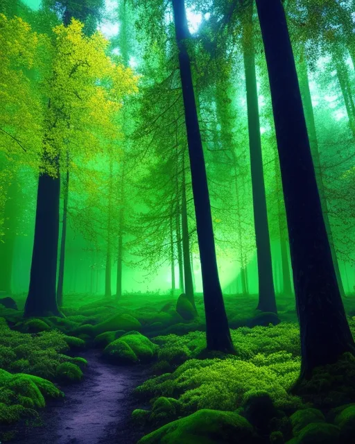 A glowing forest - Free AI Photo Generator - starryai