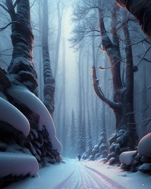 A starfall winter, forest, snow, - Free AI Photo Generator - starryai