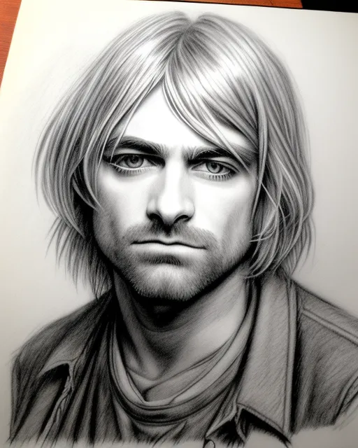 Kurt Cobain Charcoal Sketch - AI Photo Generator - starryai