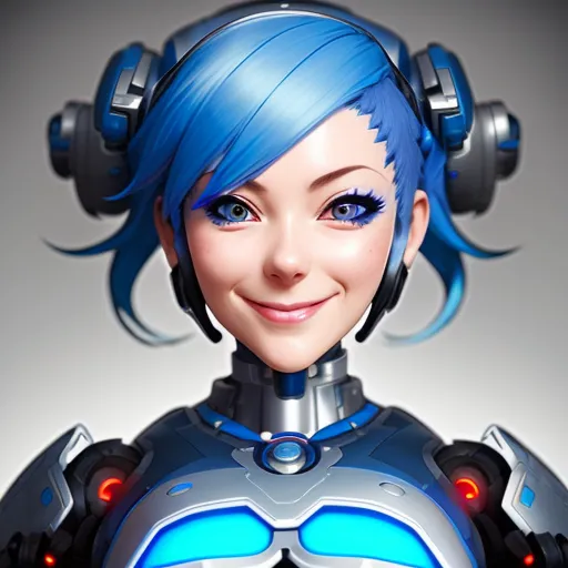 Beautiful Blue Haired Cybernetic Woman Ai Photo Generator Starryai 5840