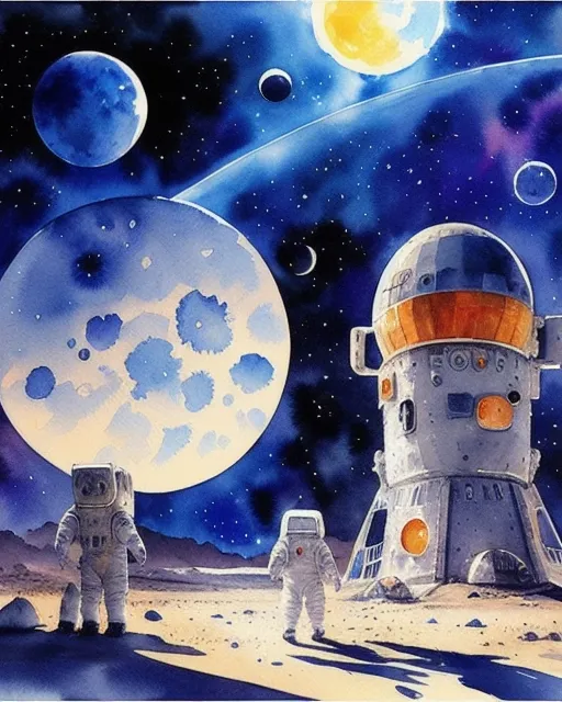 Space Port on moon , beautiful - Free AI Photo Generator - starryai
