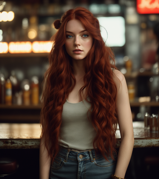 Redhead in bar