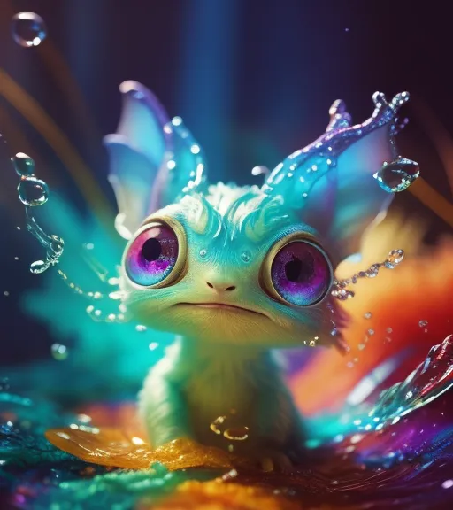 splash art, a liquid cute alien - Free AI Photo Generator - starryai