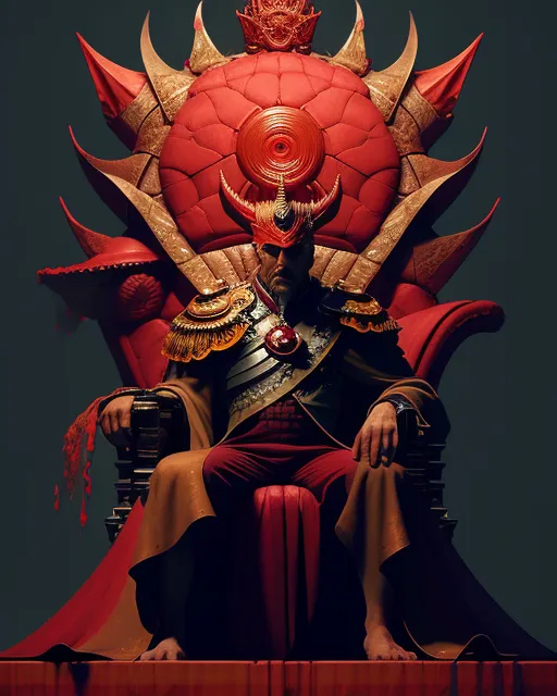 The crimson king sitting on his throne 