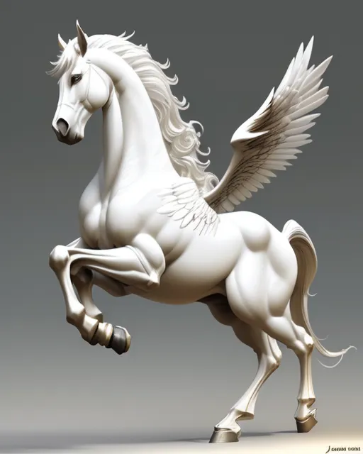 Pegasus, white horse, wings, majestic, - AI Photo Generator - starryai