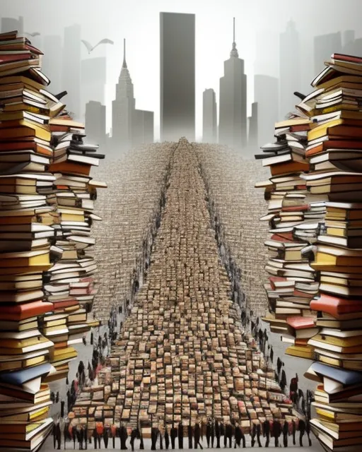 A City Made Entirely Books People As - Ai Photo Generator - Starryai