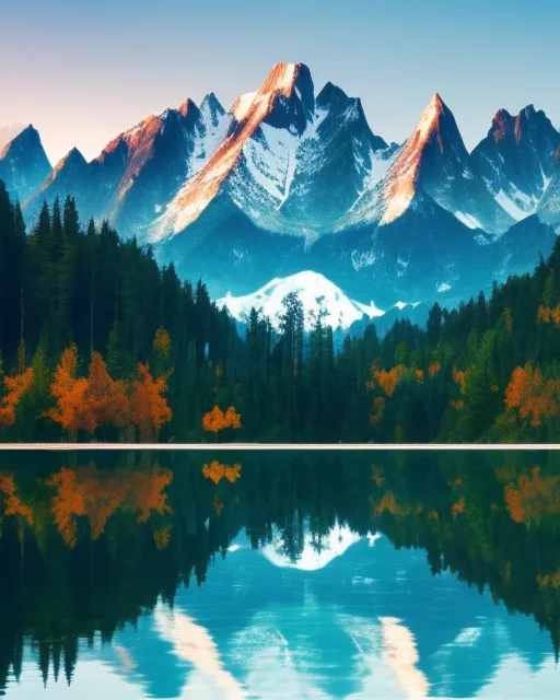 A nature scene mountains, a calm - Free AI Photo Generator - starryai