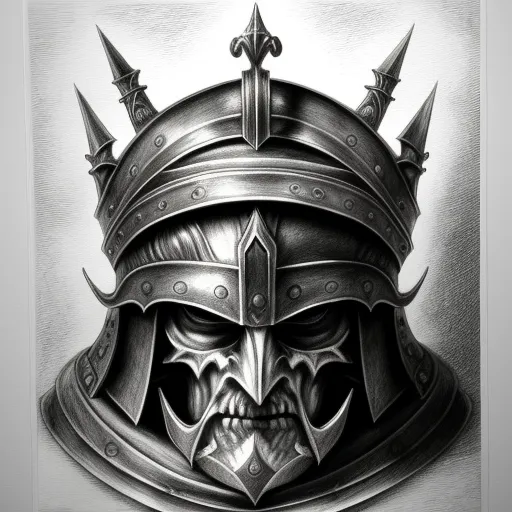 Helm of Hades, graphite pencil drawing,  realistic,  natural,  b&w illustration,  fine art, photorealistic