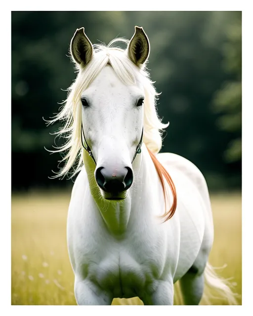 The Long Hair Beautiful White Horse