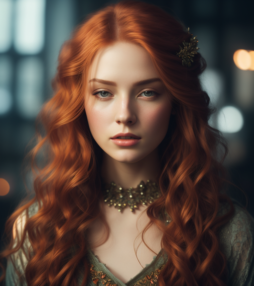 Gorgeous elven princess long red hair, - AI Photo Generator - starryai