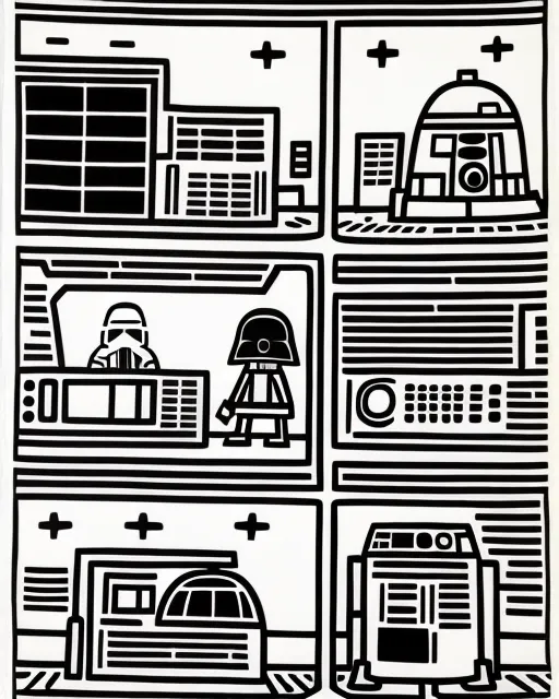 Star Wars scene in Keith Haring style