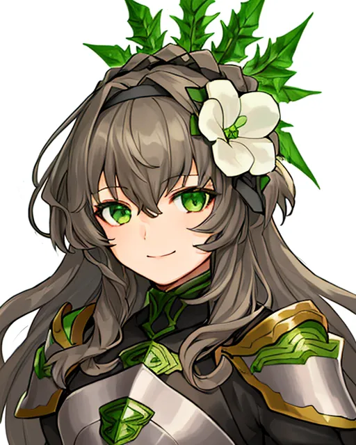 anime girl with curly brown hair and green eyes