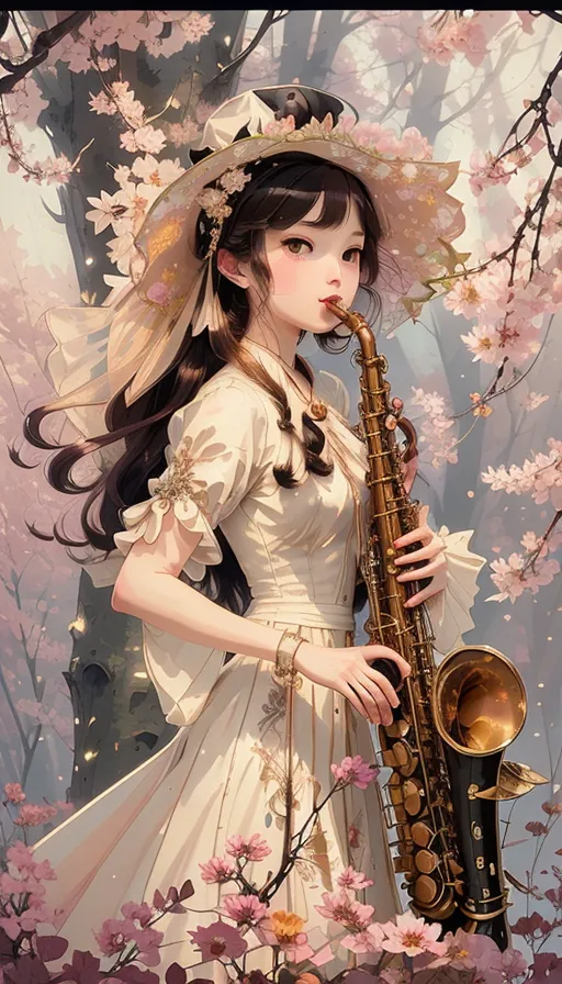 Cool genderless saxophone player high quality ukiyo-e style on Craiyon
