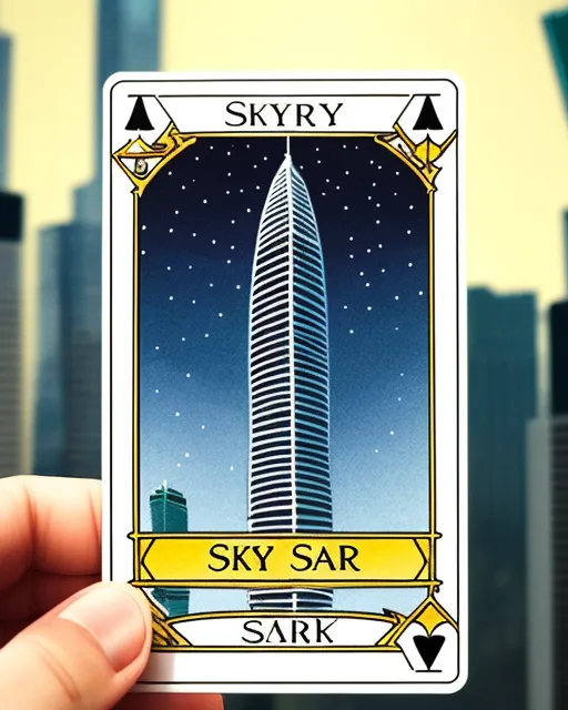 Tarot card of a skyscraper