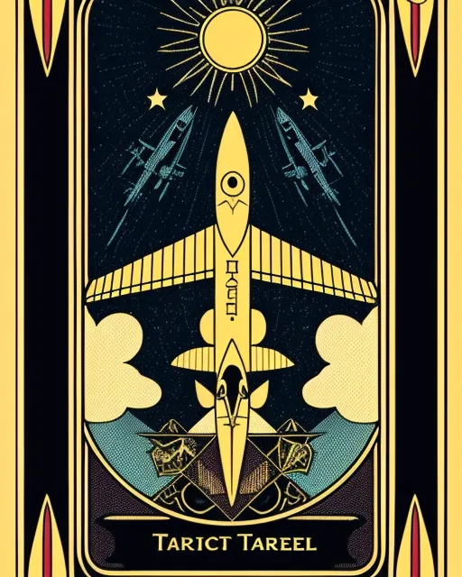 Tarot card of a passenger jet