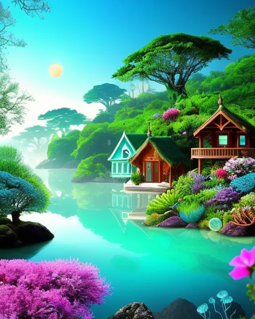 A magical forest vibrant, glowing - Free AI Photo Generator - starryai