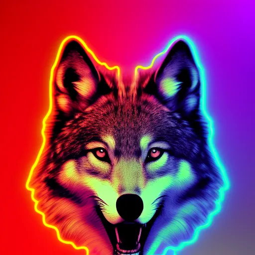 Neon Wolf Background, Animal Neon HD | - AI Photo Generator - starryai