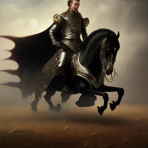 Devils Riding/horse Devil, Rides, a black horse, oil - Free AI Photo Generator - starryai