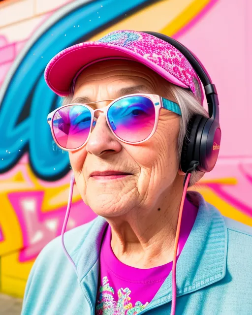 Old lady, street fashionista. Stylish caucasian brown-haired woman in  sunglasses, white denim suit Stock Photo by Olga_Kochina