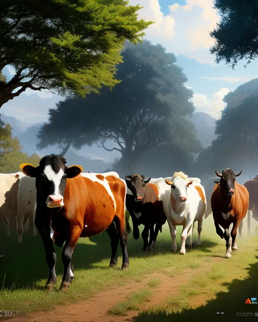Cowboys herding cows, Texas, USA, - AI Photo Generator - starryai